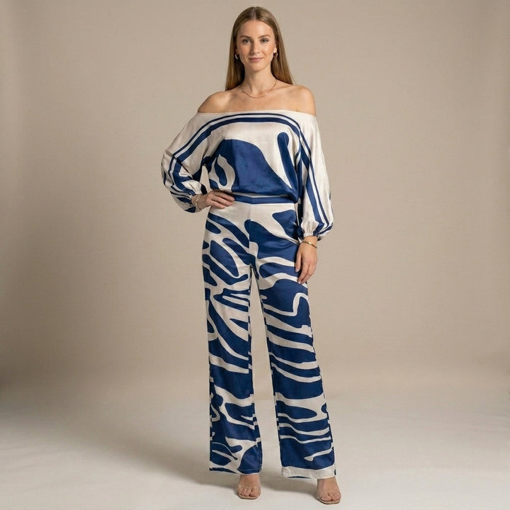 Duttini | Timeless Off-The-Shoulder Two-Piece Set With Draped Sleeves