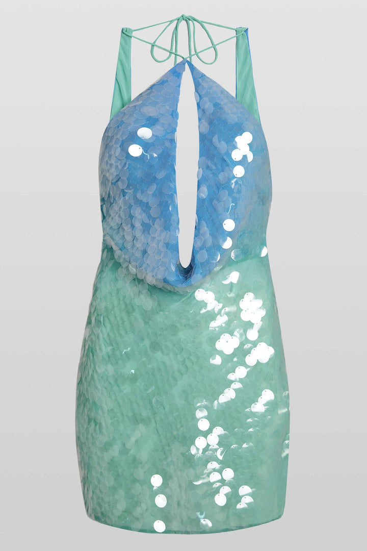 Duttini | Shimmering Gradient Drape Mini Dress