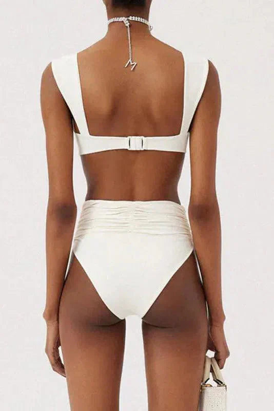 Duttini | Minimalist Embellished Ruched Bikini Set