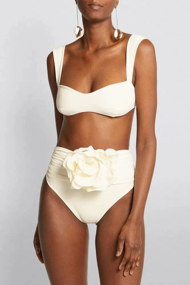 Duttini | Minimalist Embellished Ruched Bikini Set