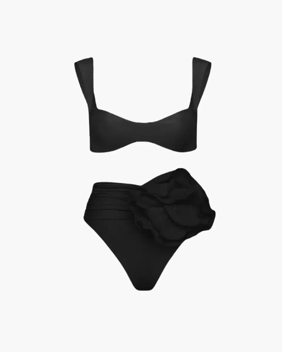 Duttini | Minimalist Embellished Ruched Bikini Set