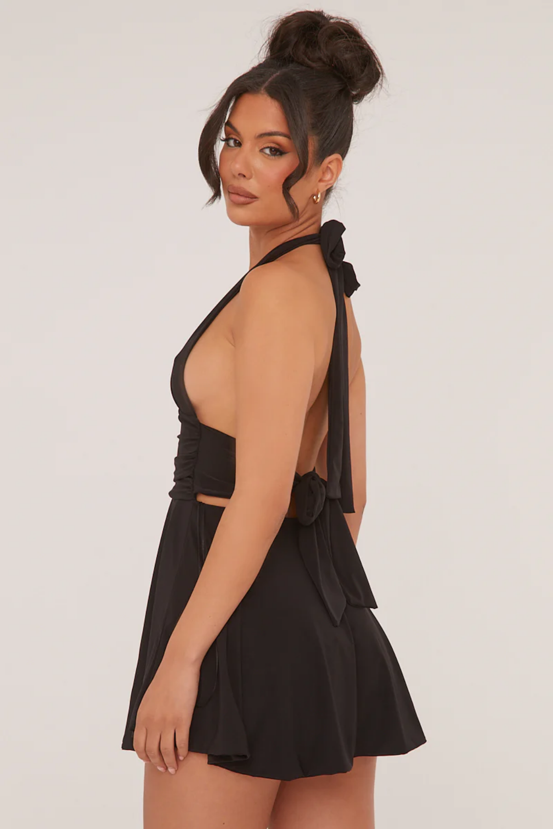Duttini | Plunge Halter Skater Mini Dress