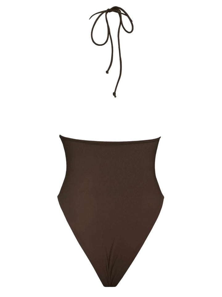 Duttini | V-cut bottom espresso one-piece swimsuit