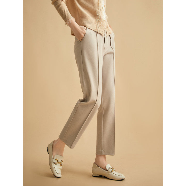 Duttini | Grace Trousers for Women in Soft Fabric, Tailored Fit, Light Gray