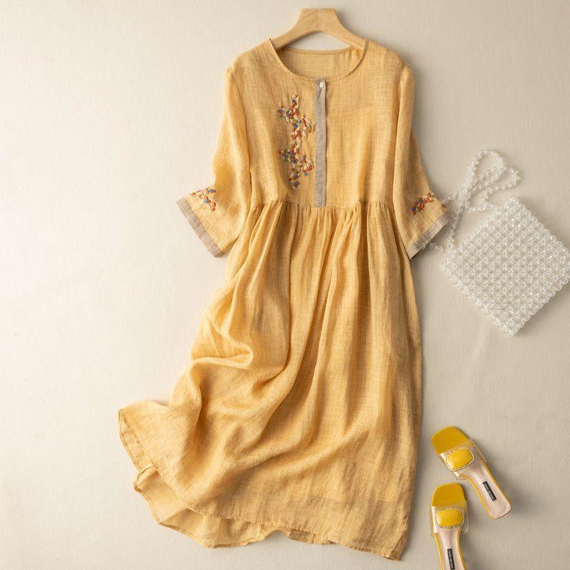 Duttini | Romantic Pattern Relaxed Midi Dress in a Flattering Cut