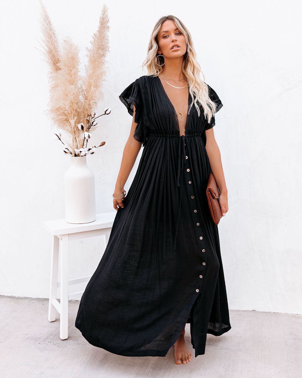 Duttini | Premium Wrap V Neck Boho Flowy Beach Cover Up Beach
