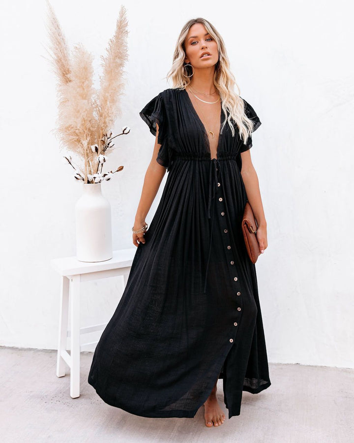 Duttini | Premium Wrap V Neck Boho Flowy Beach Cover Up Beach