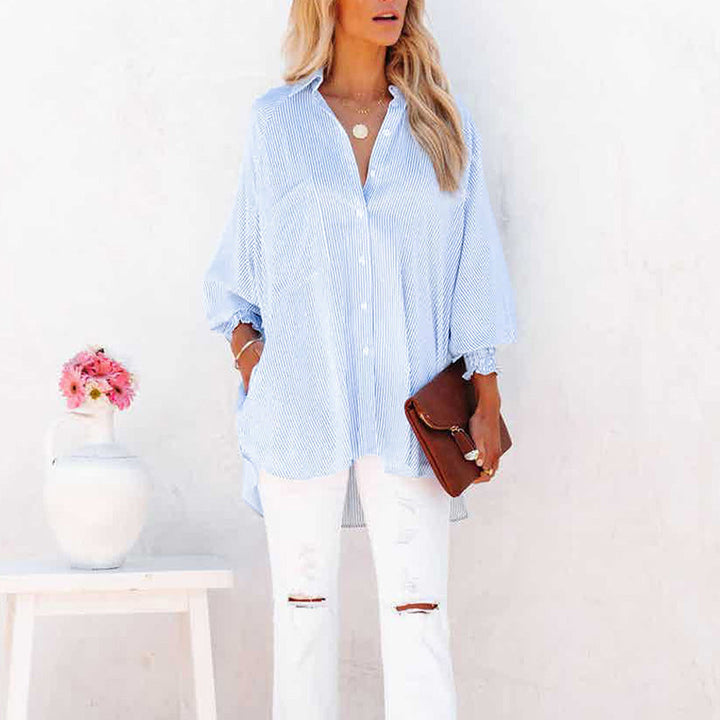 Duttini | Chic Striped Oversized Button-Down Shirt Long Sleeve