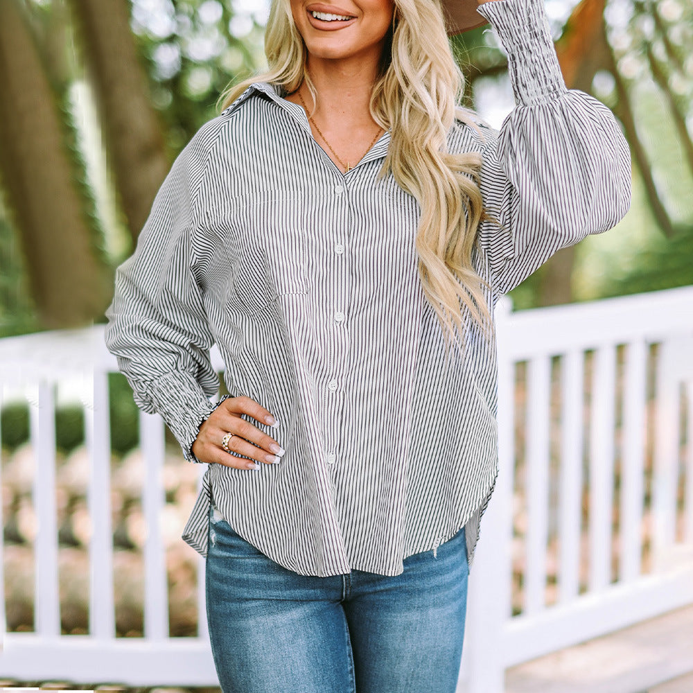 Duttini | Chic Striped Oversized Button-Down Shirt Long Sleeve