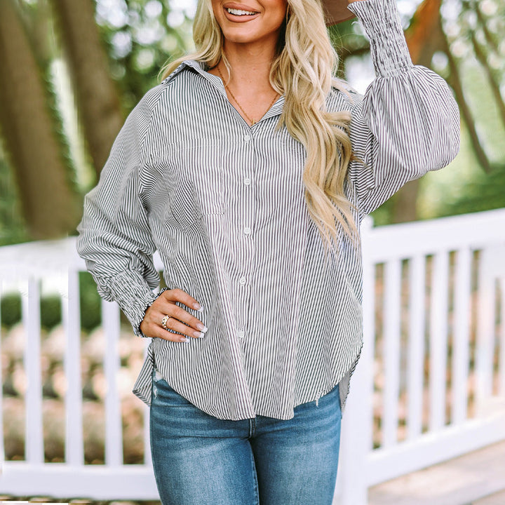 Duttini | Chic Striped Oversized Button-Down Shirt Long Sleeve