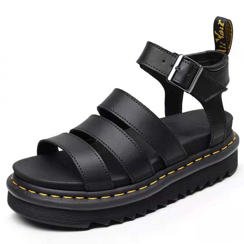 Duttini | Cushioned Triple Strap Platform Ankle Buckle
