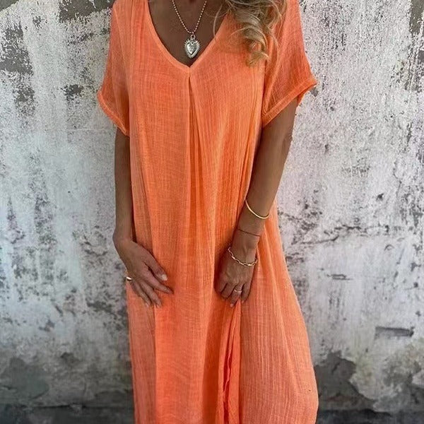 Duttini | Chic Loose V-neck Dress with a Flattering Silhouette