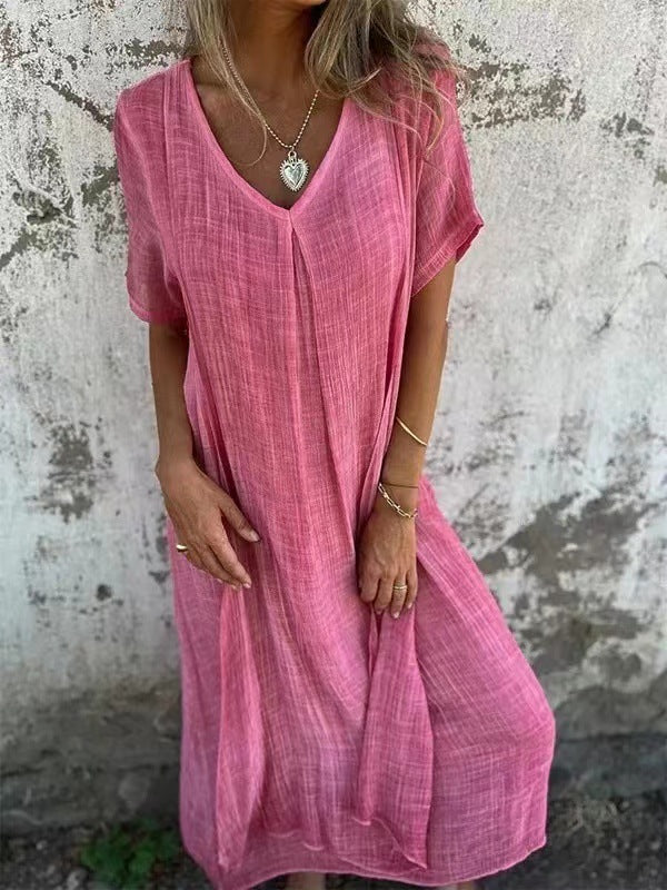Duttini | Chic Loose V-neck Dress with a Flattering Silhouette