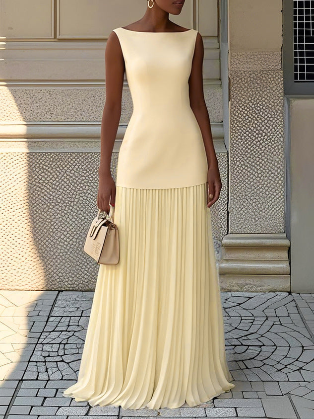 Duttini | Graceful Sleeveless Pleated Maxi Dress for Effortless Elegance