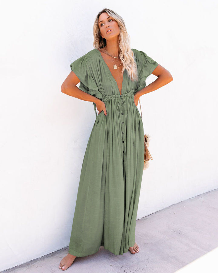 Duttini | Premium Wrap V Neck Boho Flowy Beach Cover Up Beach