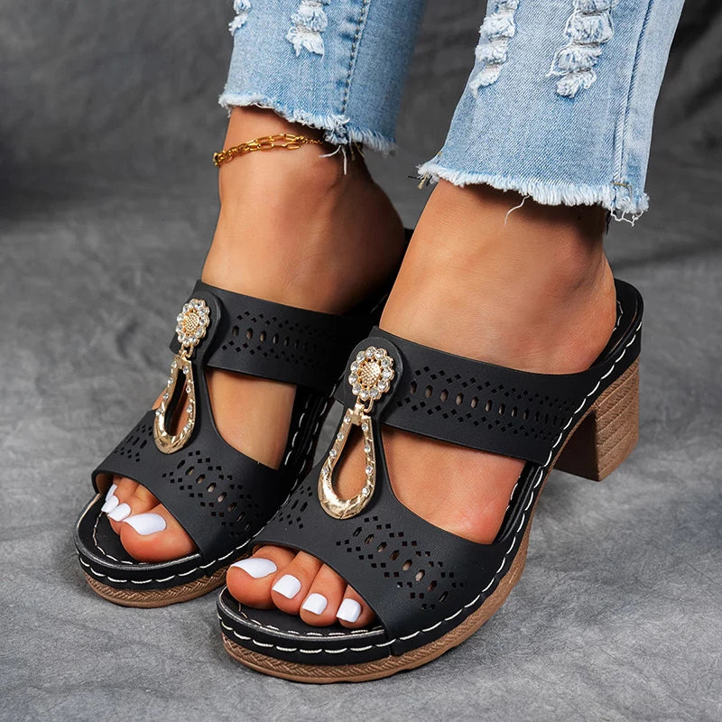 Duttini | Comfort-Fit Cutout Strap Wedge Shoes for Effortless Wear