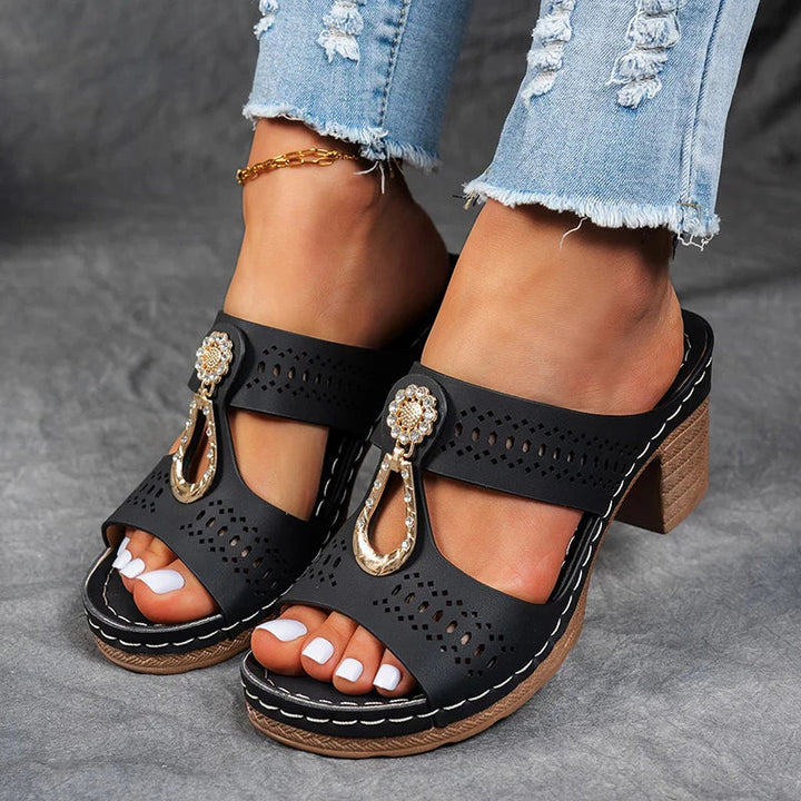 Duttini | Comfort-Fit Cutout Strap Wedge Shoes for Effortless Wear