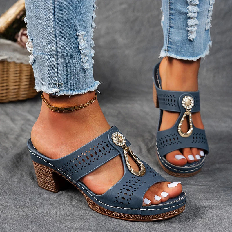 Duttini | Comfort-Fit Cutout Strap Wedge Shoes for Effortless Wear