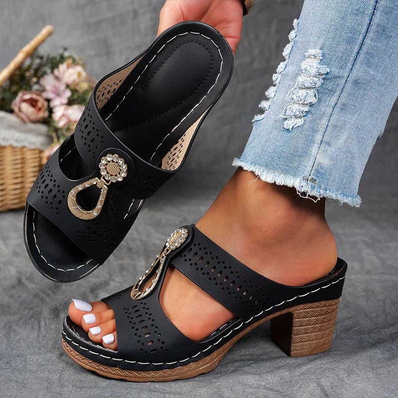 Duttini | Comfort-Fit Cutout Strap Wedge Shoes for Effortless Wear