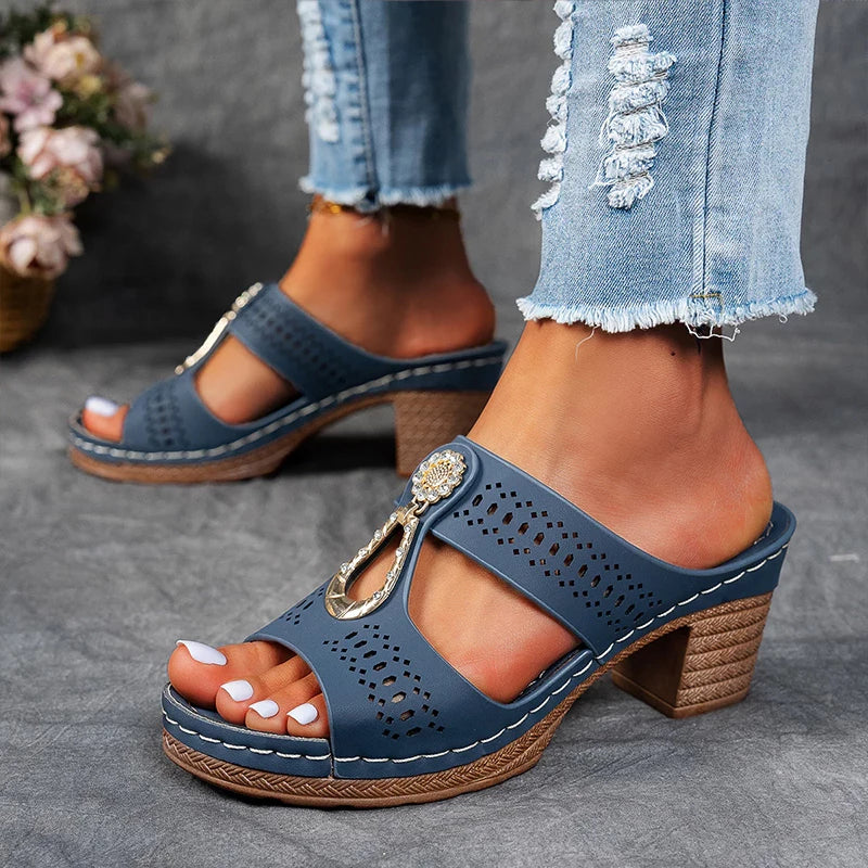 Duttini | Comfort-Fit Cutout Strap Wedge Shoes for Effortless Wear
