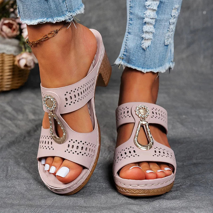 Duttini | Comfort-Fit Cutout Strap Wedge Shoes for Effortless Wear