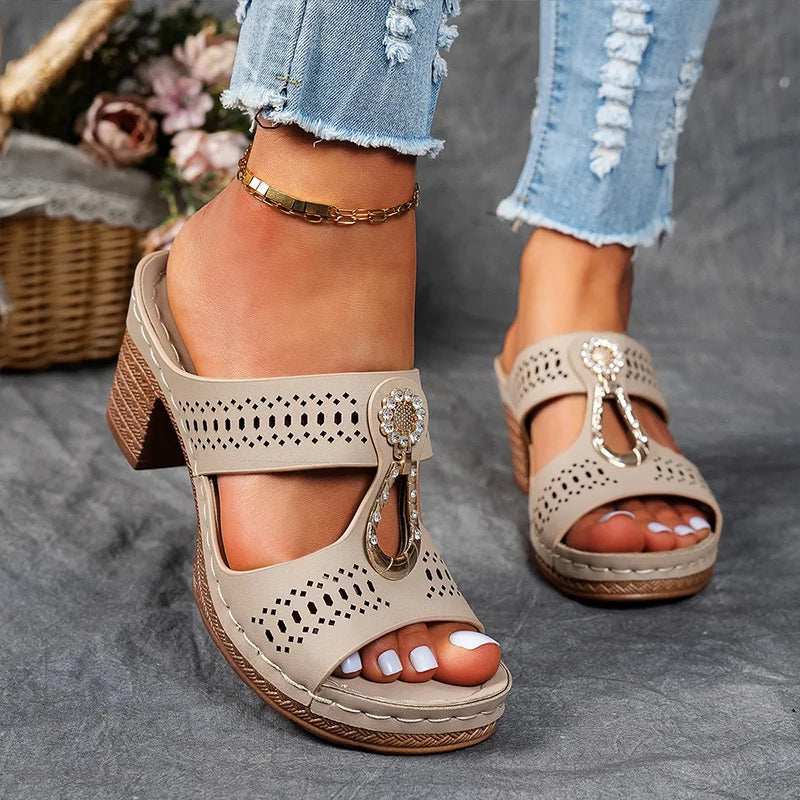 Duttini | Comfort-Fit Cutout Strap Wedge Shoes for Effortless Wear