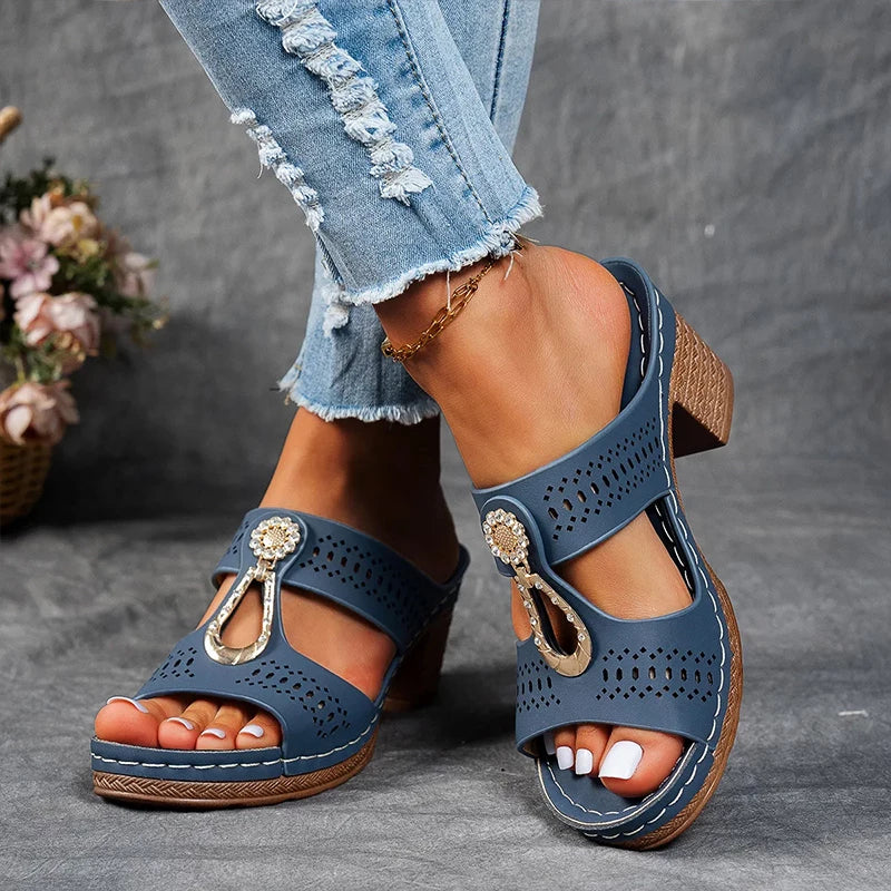 Duttini | Comfort-Fit Cutout Strap Wedge Shoes for Effortless Wear