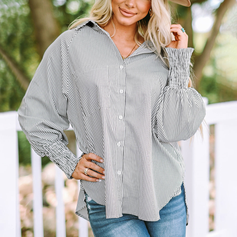 Duttini | Chic Striped Oversized Button-Down Shirt Long Sleeve