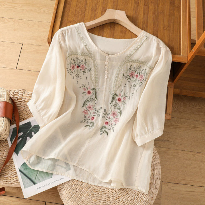 Duttini | Sculpted Floral Relaxed Blouse Made to Turn Heads