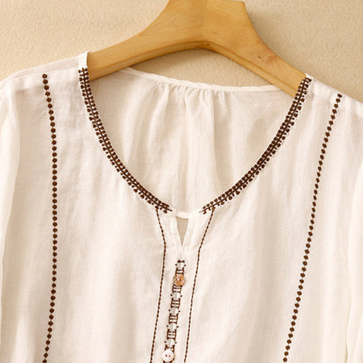 Duttini | Effortless Pattern Ruffle Sleeve Blouse