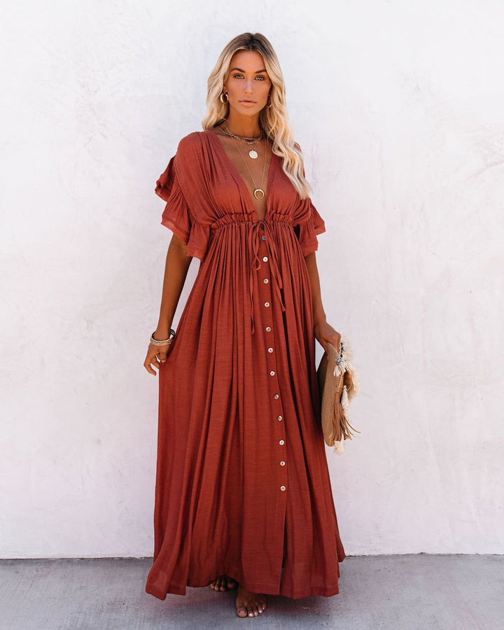 Duttini | Premium Wrap V Neck Boho Flowy Beach Cover Up Beach