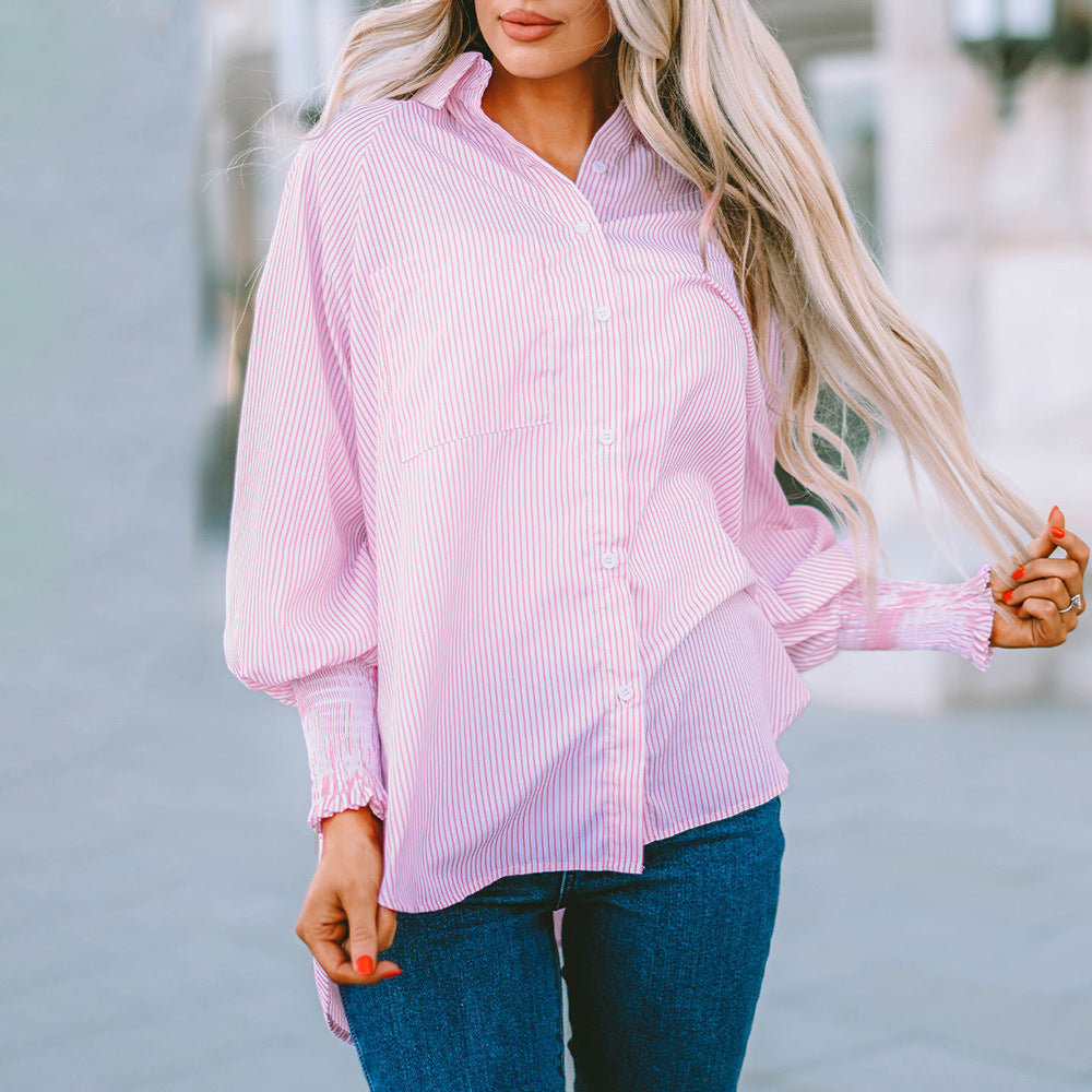 Duttini | Chic Striped Oversized Button-Down Shirt Long Sleeve