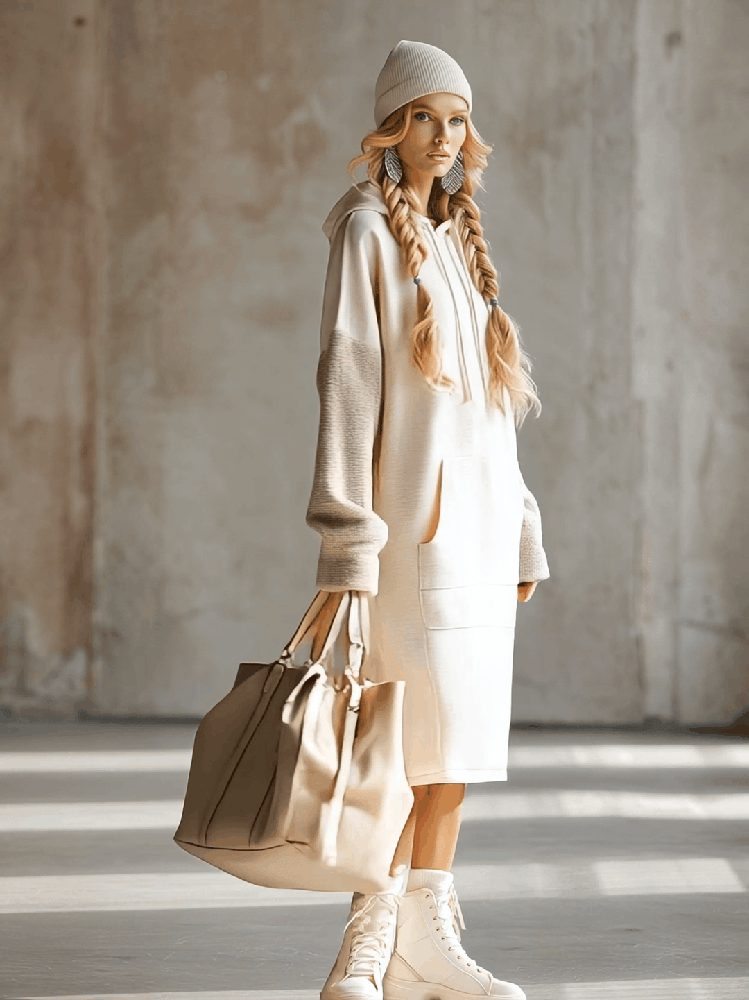 Duttini | Beige Hooded Dress