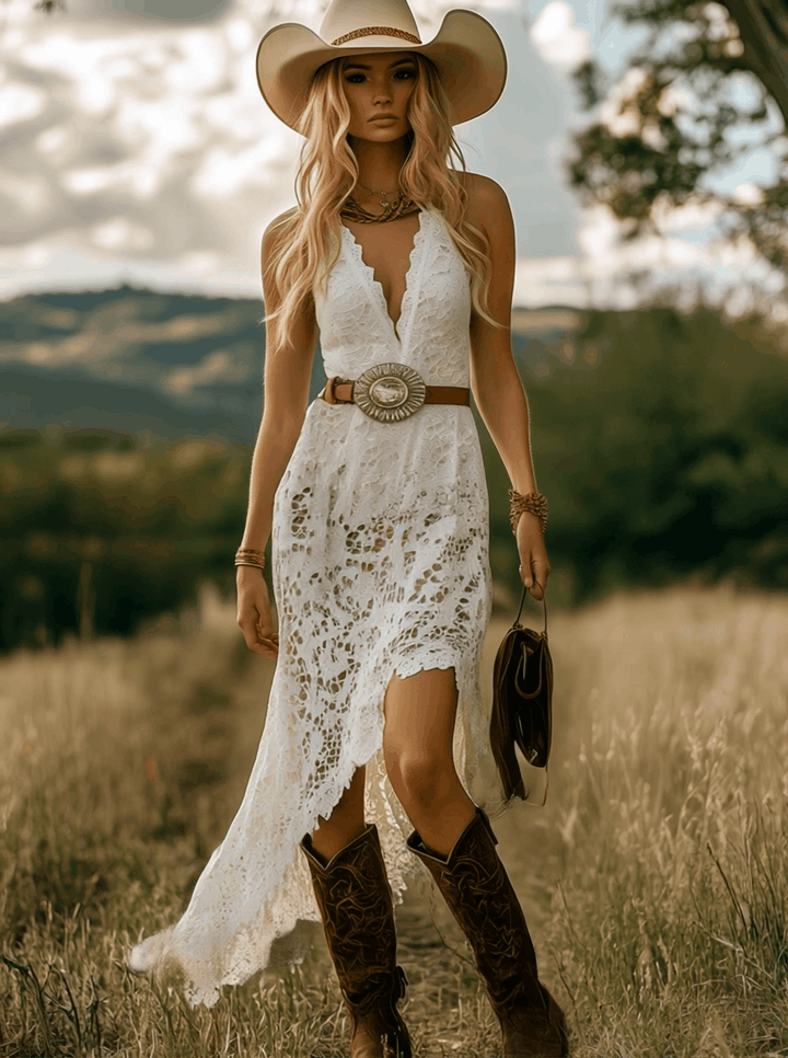 Duttini | White Lace Casual Dress