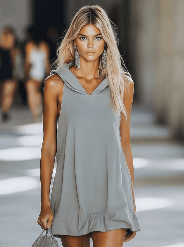 Duttini | Grey Sleeveless Casual Dress