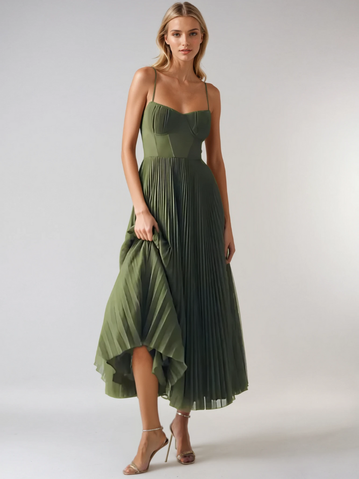 Duttini | Sculpted Pleated Maxi Dress with a Flattering Silhouette
