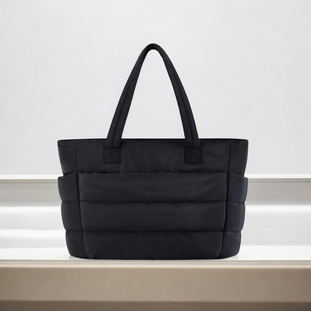 Duttini | Quilted Shoulder Tote Bag, Soft Padding, Structured Shape