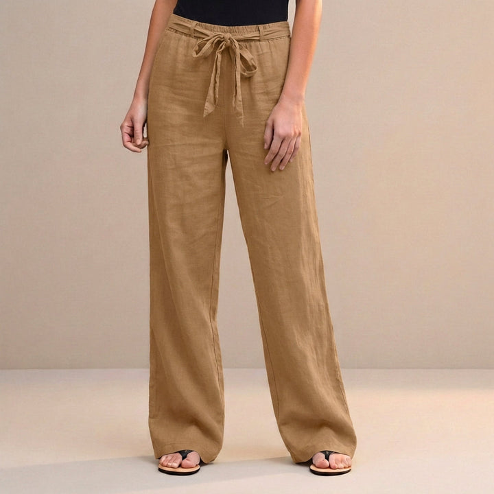 Duttini | Modern High-Waist Wide-Leg Trousers With Self-Tie Waistdetail