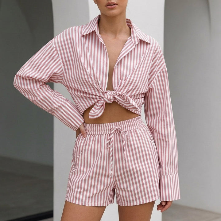 Duttini | Romantic Oversized Collared Shirt And Relaxed Wide-Leg Shorts Set