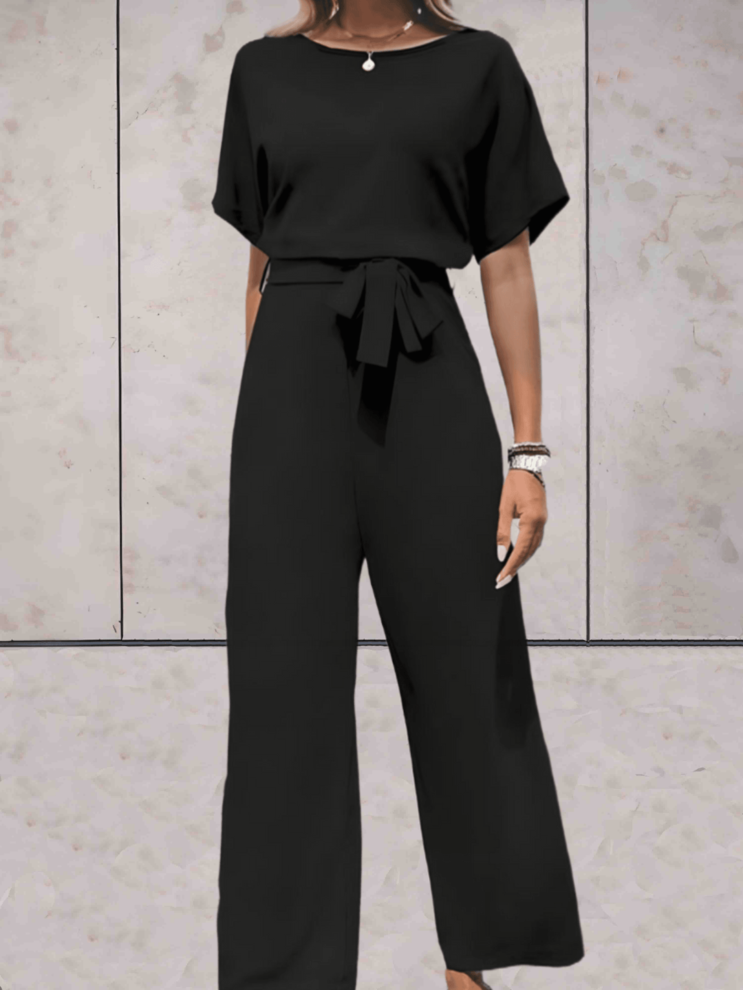 Duttini | Effortless Two Piece Set Short Sleeve Top Wide Leg Pants