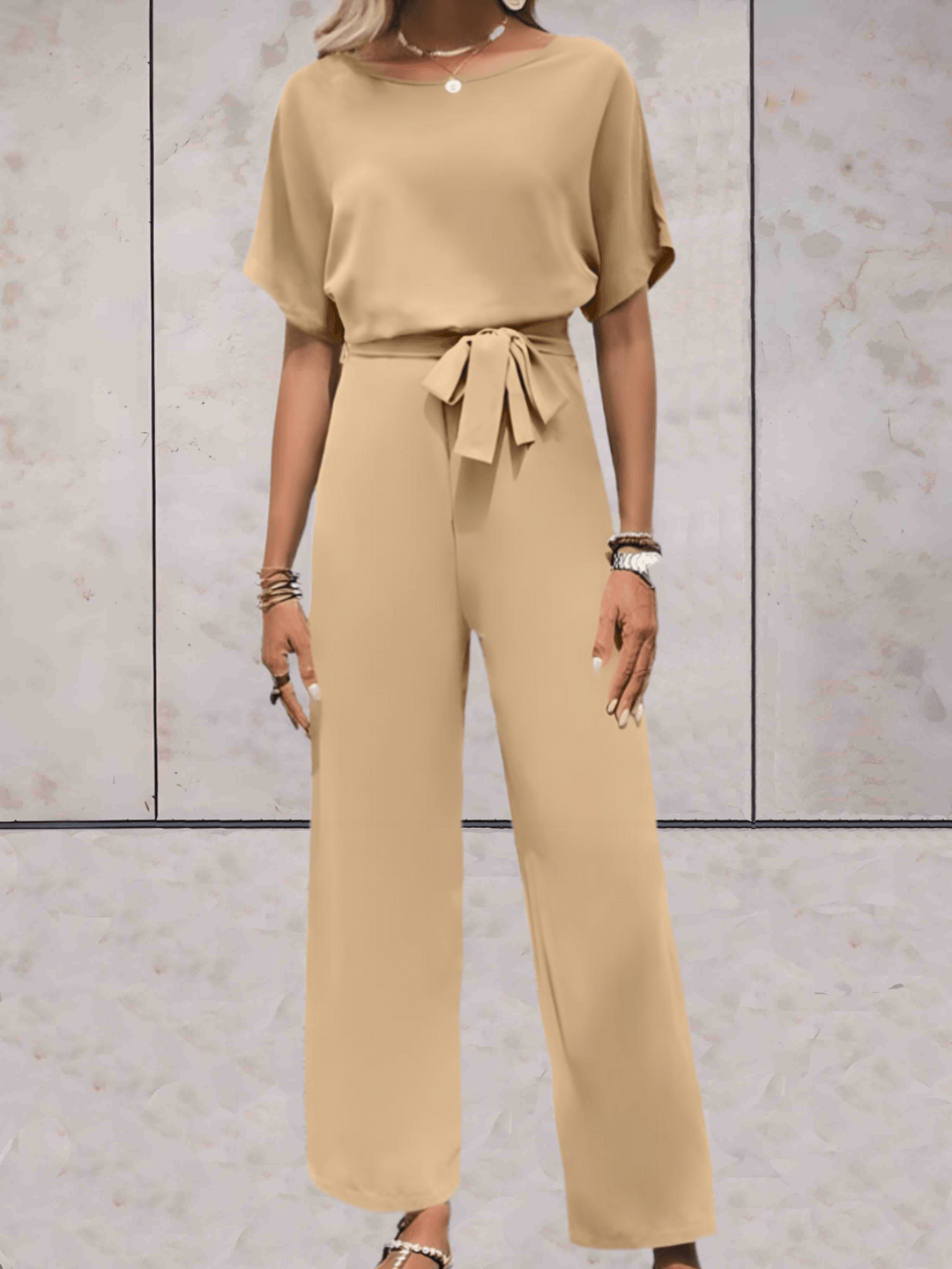 Duttini | Effortless Two Piece Set Short Sleeve Top Wide Leg Pants