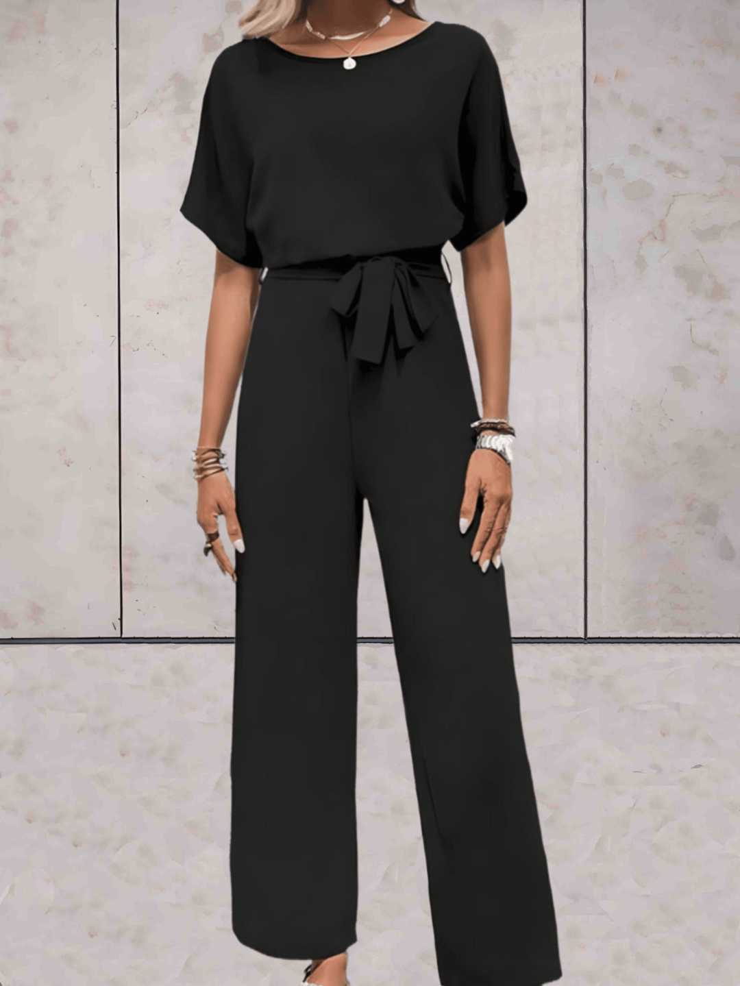 Duttini | Effortless Two Piece Set Short Sleeve Top Wide Leg Pants