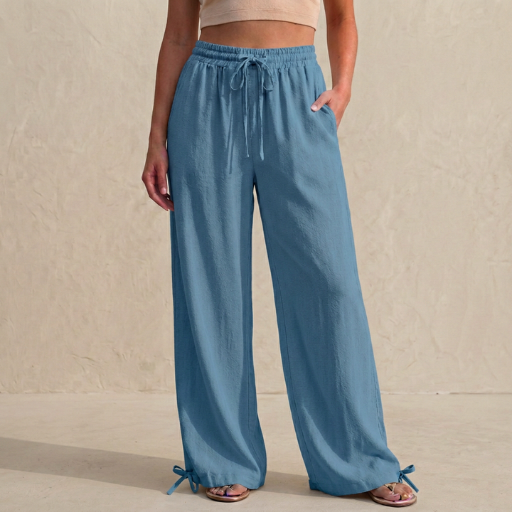 Duttini | Sophisticated Relaxed Wide-Leg Trousers With Drawstring And Ankle Tie Detail