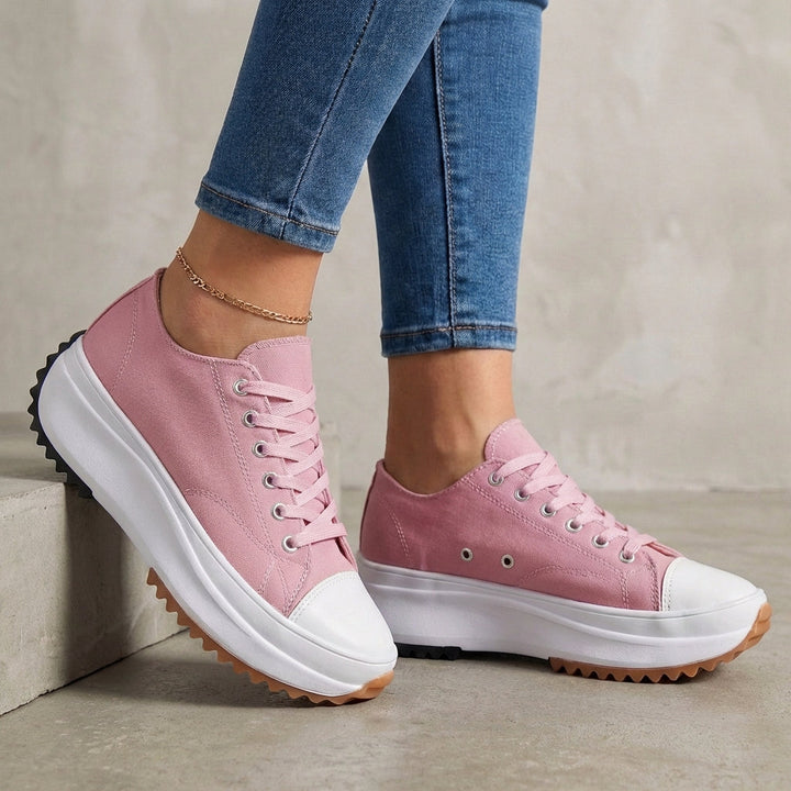Duttini | Classic Canvas Platform Orthopedic Sneakers With Contrast Toe Cap