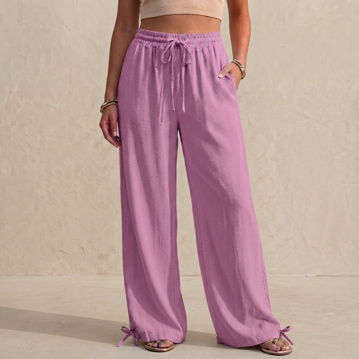 Duttini | Sophisticated Relaxed Wide-Leg Trousers With Drawstring And Ankle Tie Detail