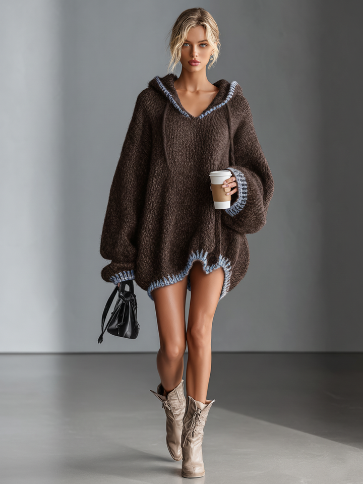 Duttini | Pink Knit Hooded Dress