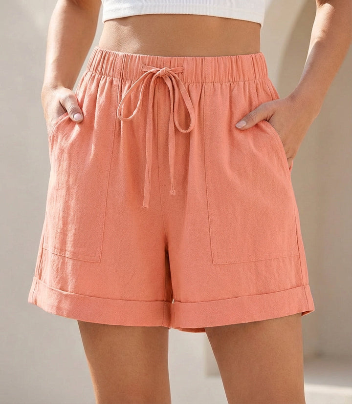 Duttini | Luxe Relaxed Drawstring Shorts With Cuffed Hem And Pockets
