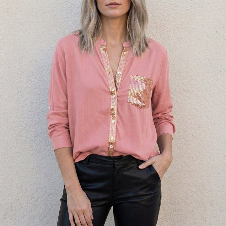 Duttini | Sculpted Relaxed Button-Front Statement Pocket Blouse