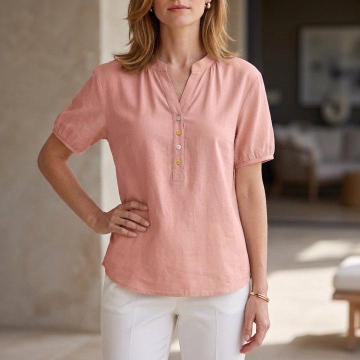 Duttini | Modern Airy Mandarin Collar Puff Sleeve Everyday Blouse