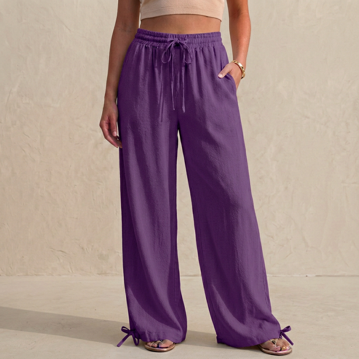 Duttini | Sophisticated Relaxed Wide-Leg Trousers With Drawstring And Ankle Tie Detail